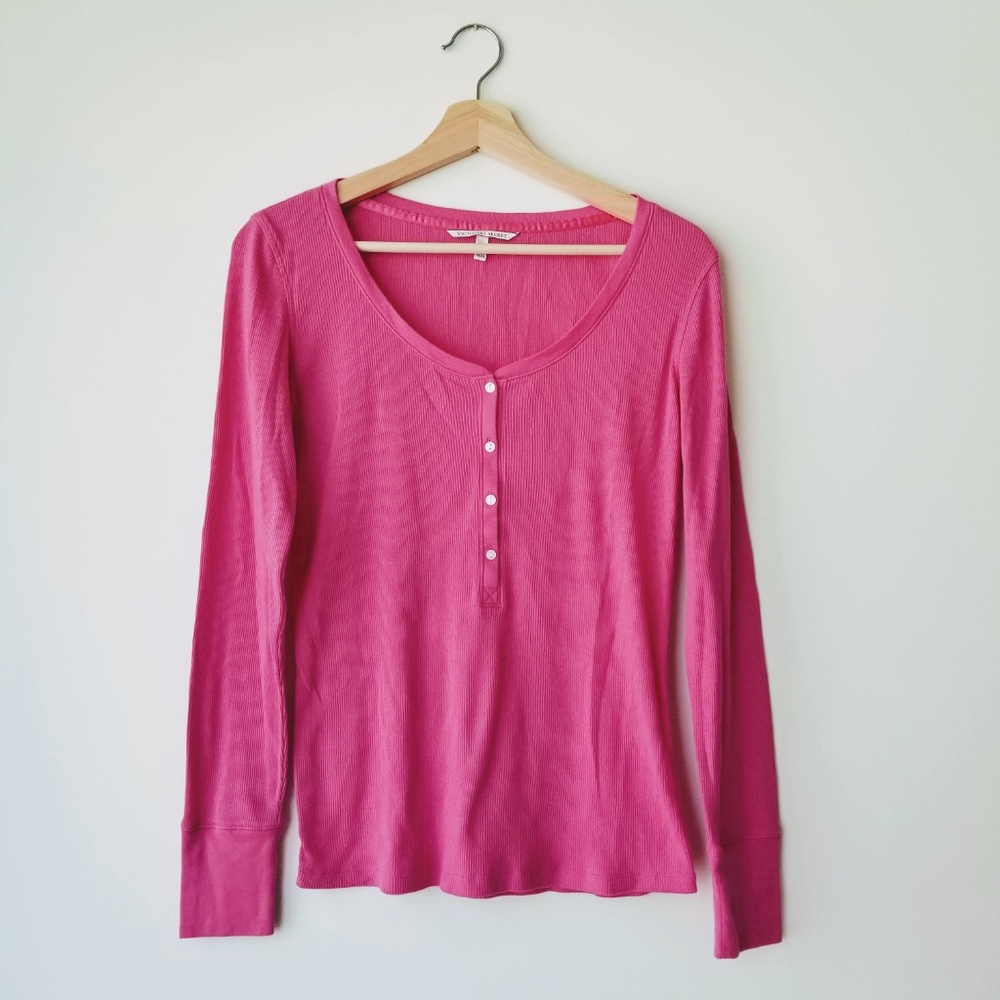 Victoria's Secret Pink LS Ribbed Henley